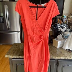 Kenneth Cole New York faux wrap zipper coral pink dress 8